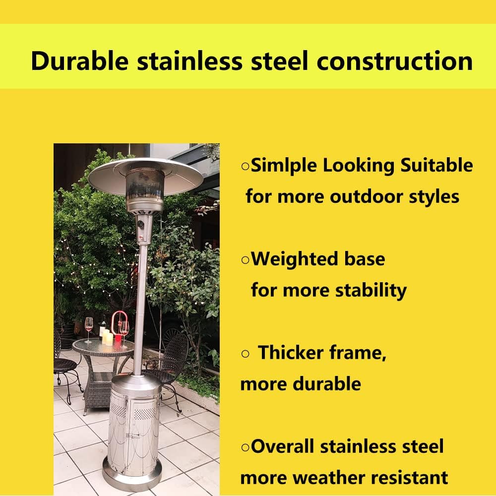 Gas Patio Heater with Wheels And Cover,48,000 BTU of Outdoor Portable LP Propane Commercial Heater ,automatically