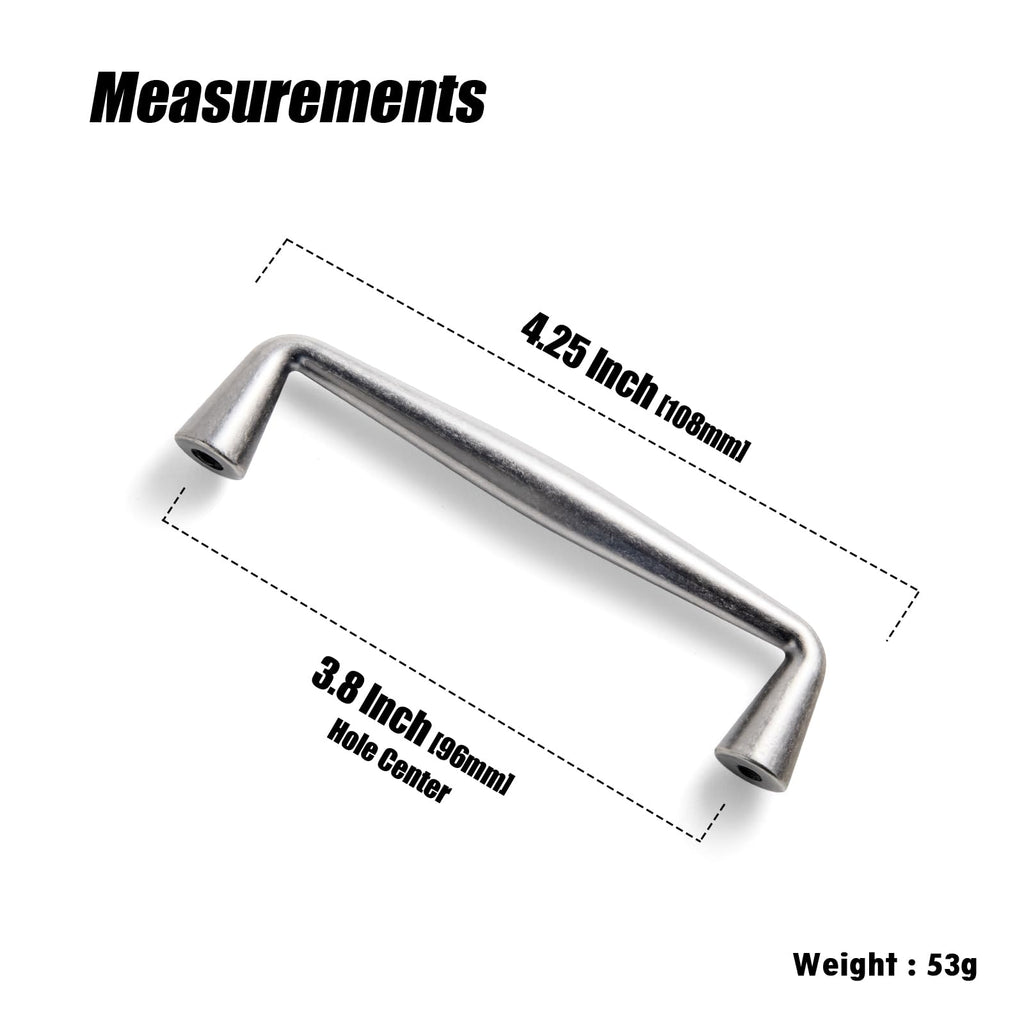 Antique Sliver Zinc Alloy Cabinet Handle - 3.78''(96mm) Hole Center Affordable Luxury Cabinet Pull Hardware , 6