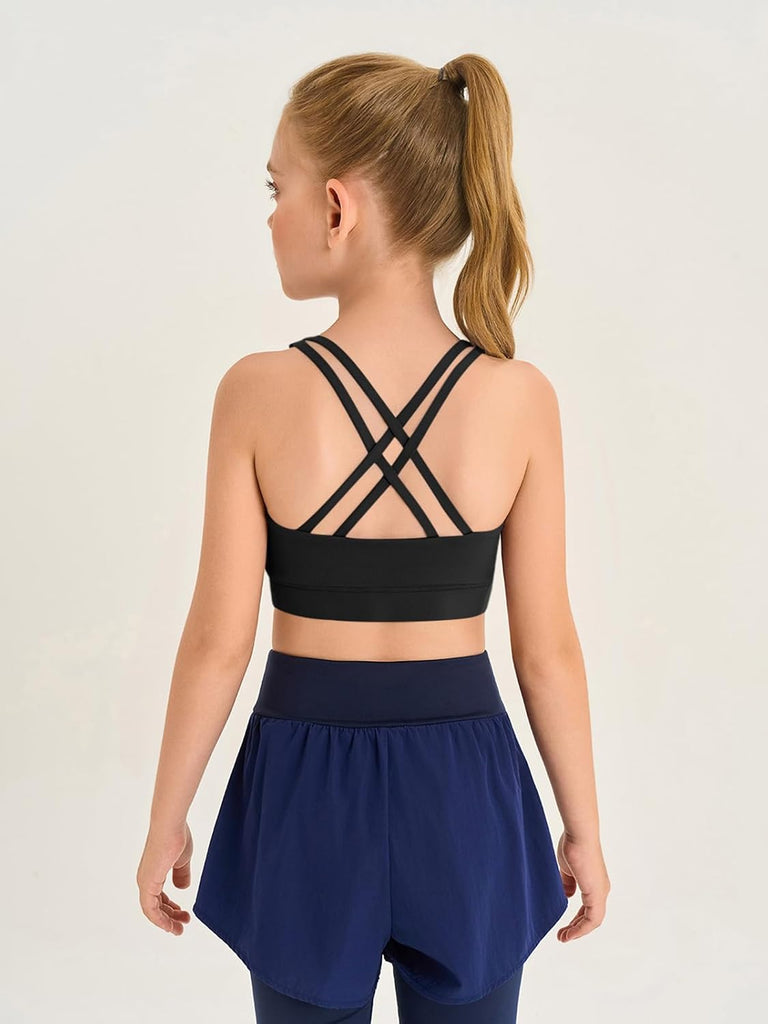 Girls Athletic Sports Bra Kids Strappy Back Training Bra