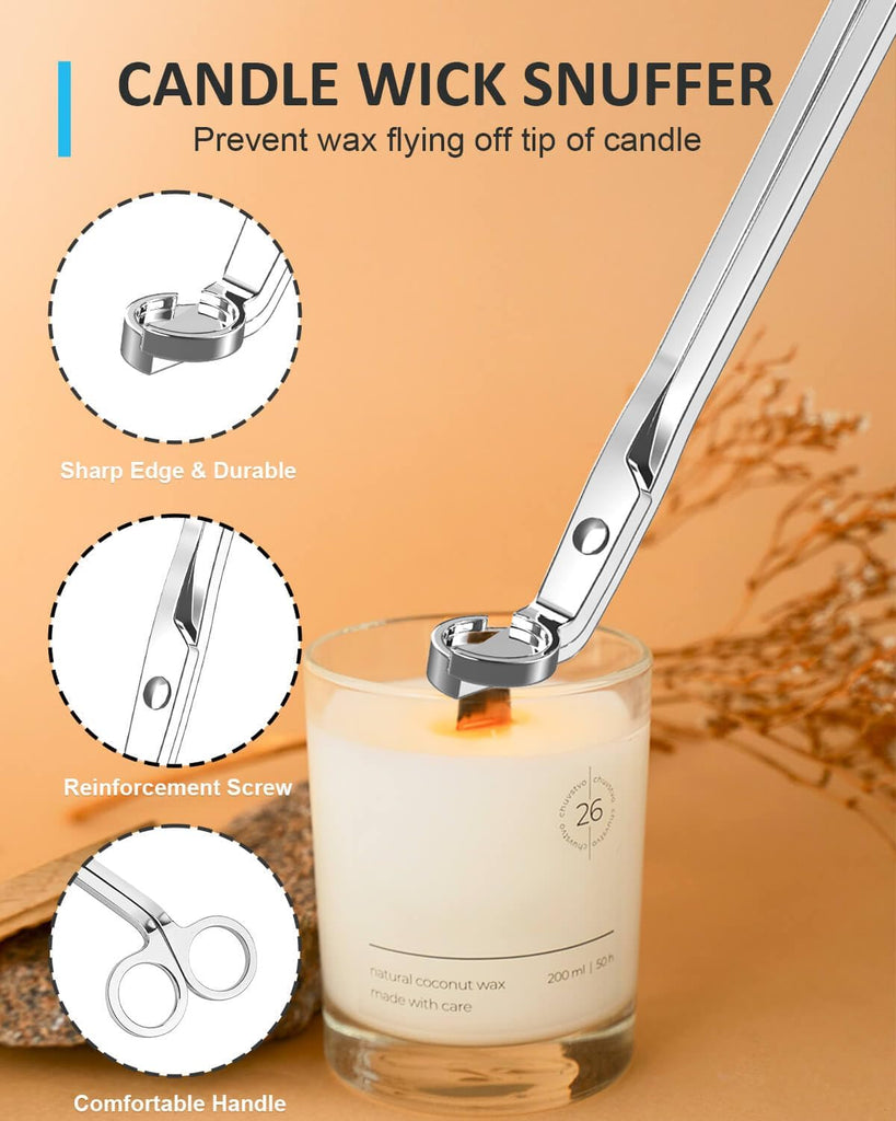 5 in 1 Candle Care Kit, Elegant Candle Wick Trimmer Set, Candle Lighter Set, Candle Snuffer, Candle Tray, Candle Wick
