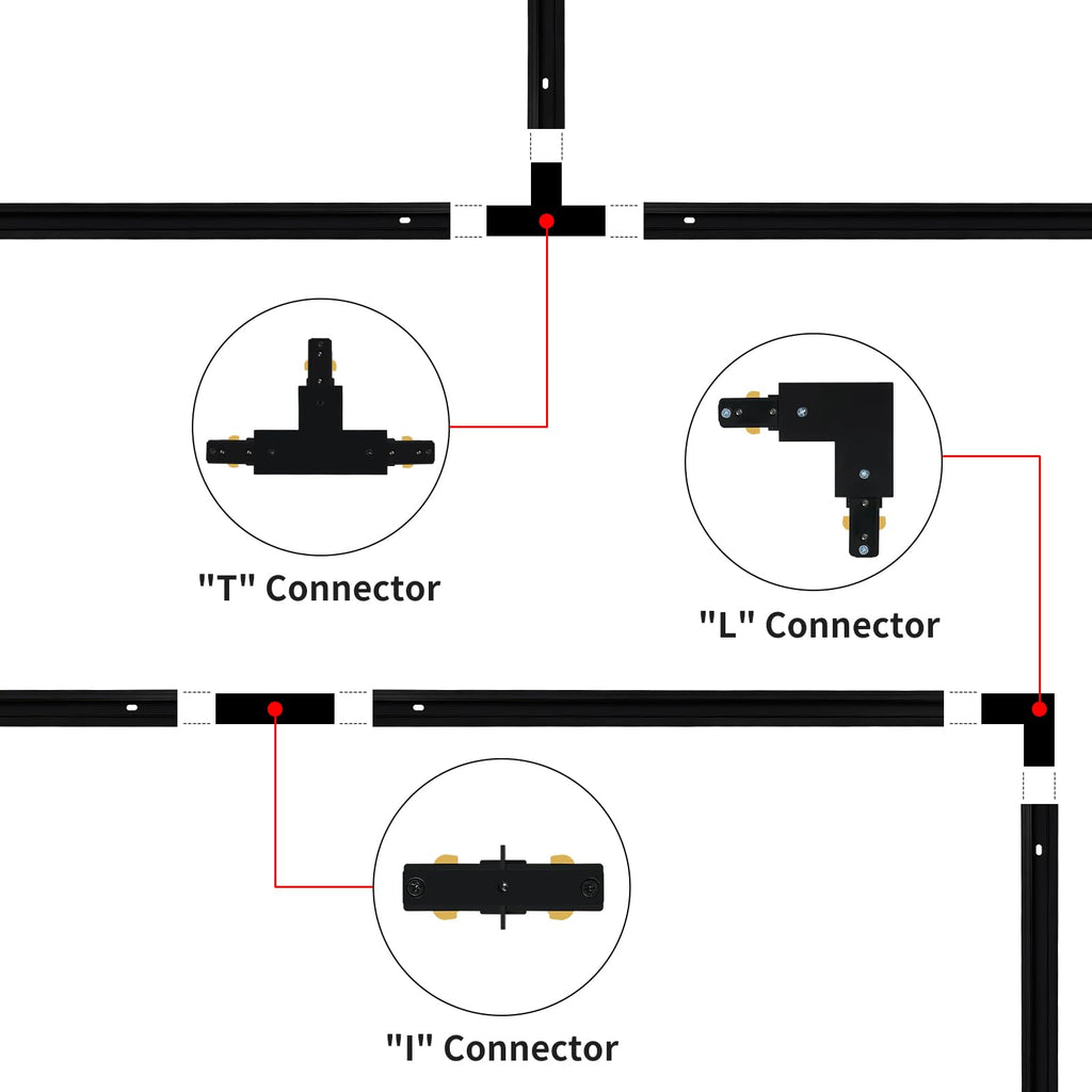 H Track Lighting Rail Kit, Black 120V H Type Track System