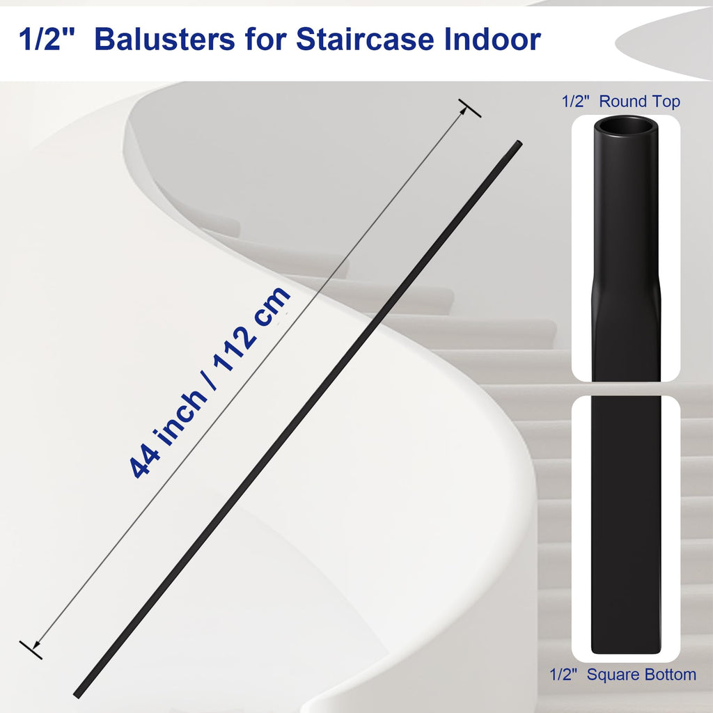 30-Pack Iron Balusters for Staircase Interior, 44" Hollow Spindles