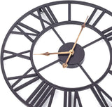 Large Industrial Wall Clock with Roman Numerals, Indoor Silent Non-Ticking Retro Clock