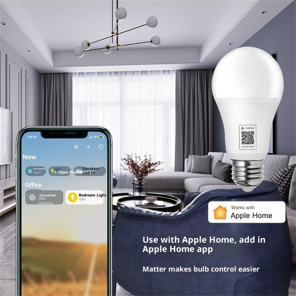 Smart LED Light Bulb, E27, WiFi, Color Changing 2700K-6500K, Compatible with Alexa, Google Home, Apple Home