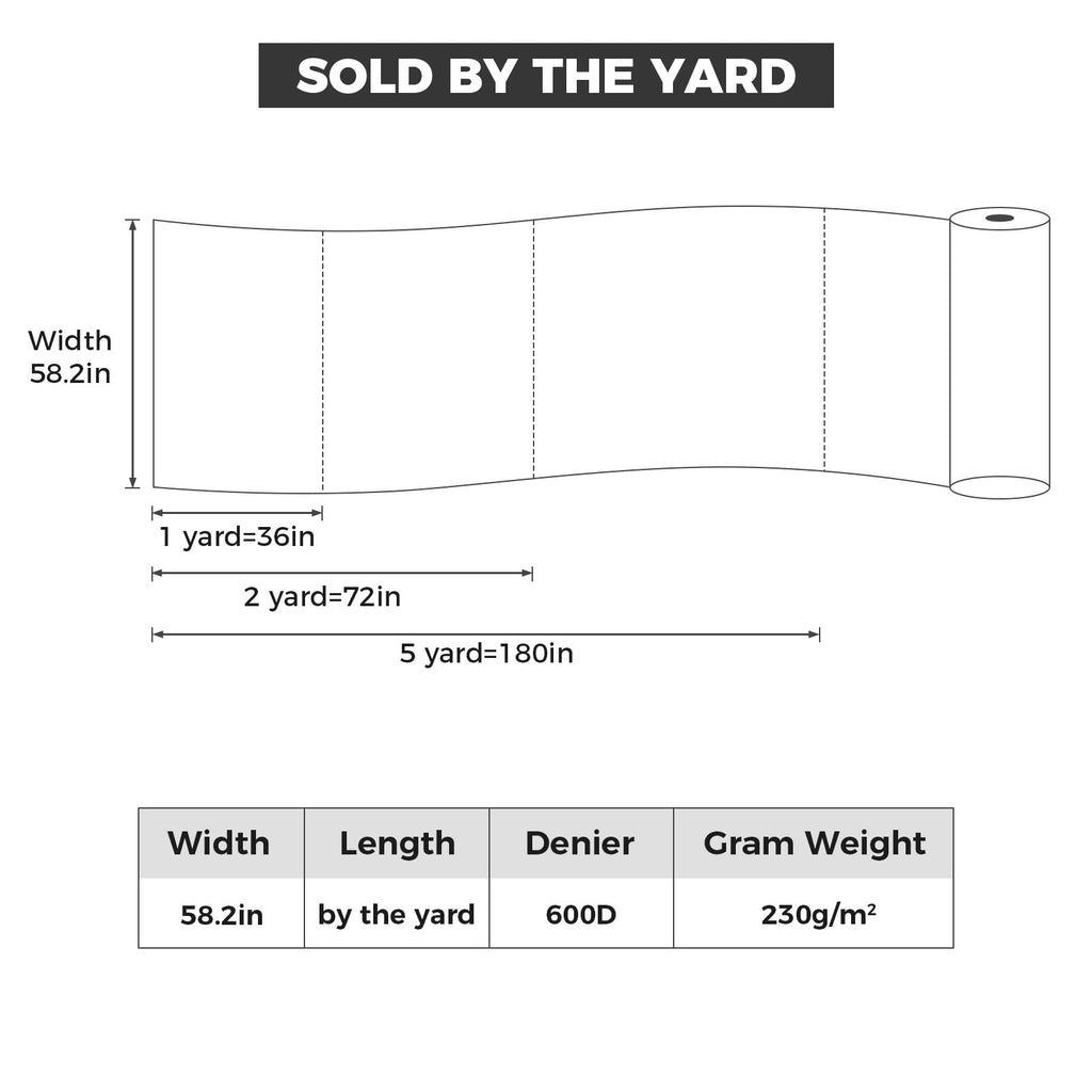 Waterproof Canvas Fabric by The Yard 600D Upholstery Fabric 58x36inch Coffee