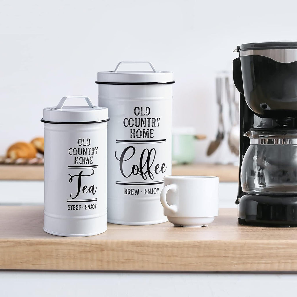 Canisters Sets for the Kitchen, Airtight Kitchen Canisters for Countertop, Flour and Sugar Containers, Tea Coffee - Set of 4