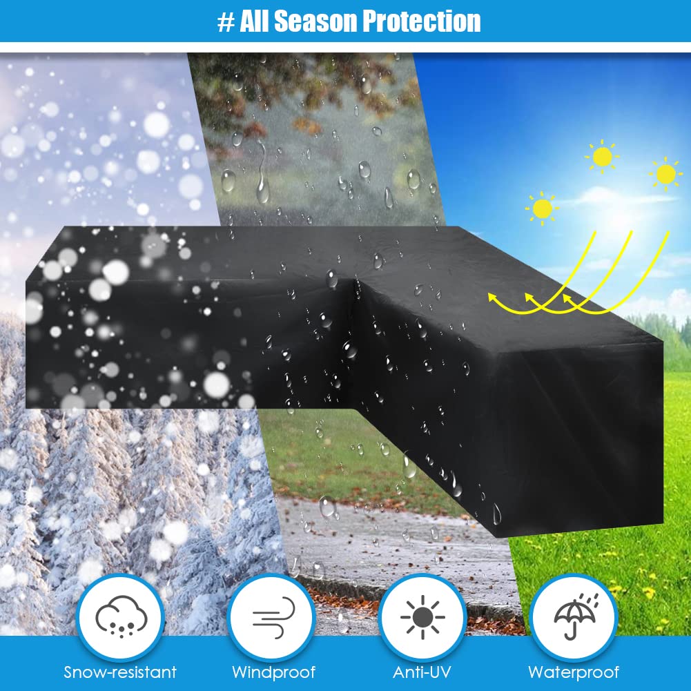 Patio Sectional Sofa Cover Waterproof V Shape Furniture Cover Outdoor Couch Cover Heavy Duty Garden Furniture