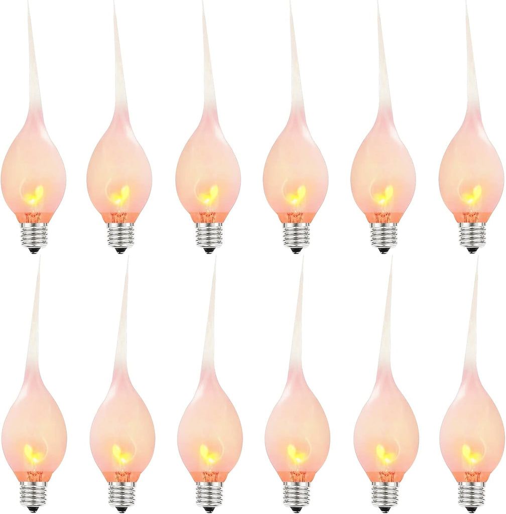 Christmas Flicker Flame Candle Light Bulbs, Country Style Silicone Dipped Flickering Replacement Bulbs for Electric