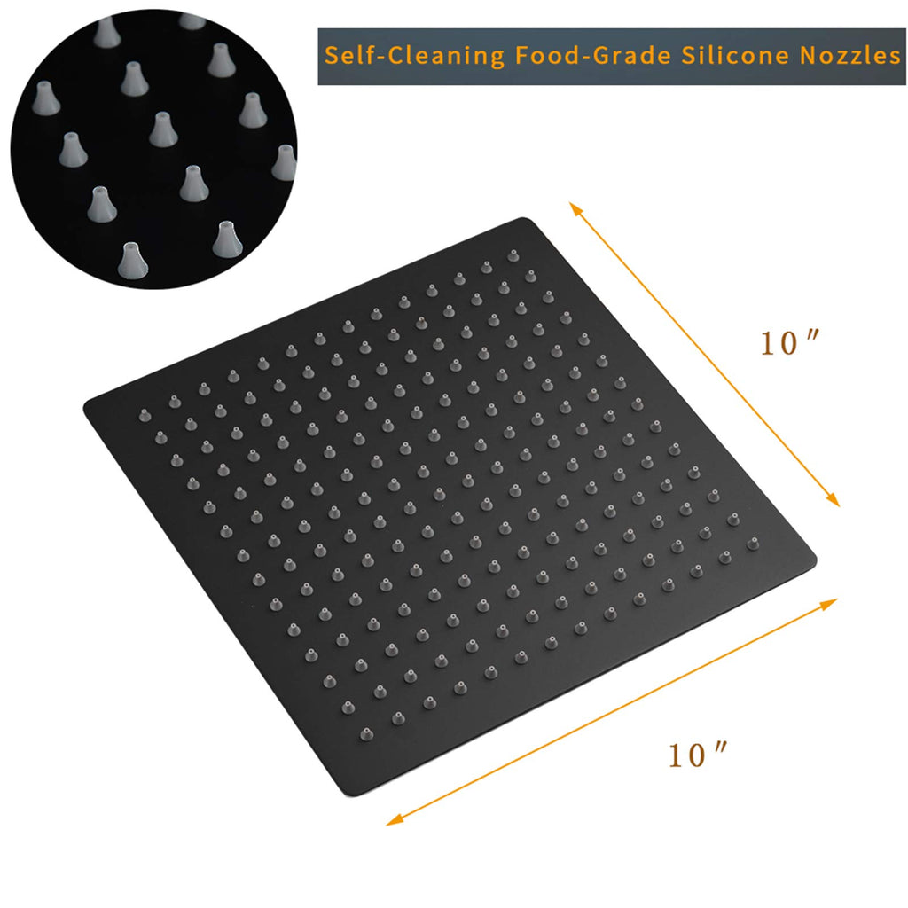 10 In Rain Shower Head High Pressure Rainfall Shower Head Matte Black