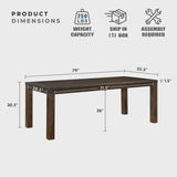 79" Dining Table for 8, Modern Rectangular Dining Room Table, Solid Acacia Wood Dining Table, Modern Wood Table with