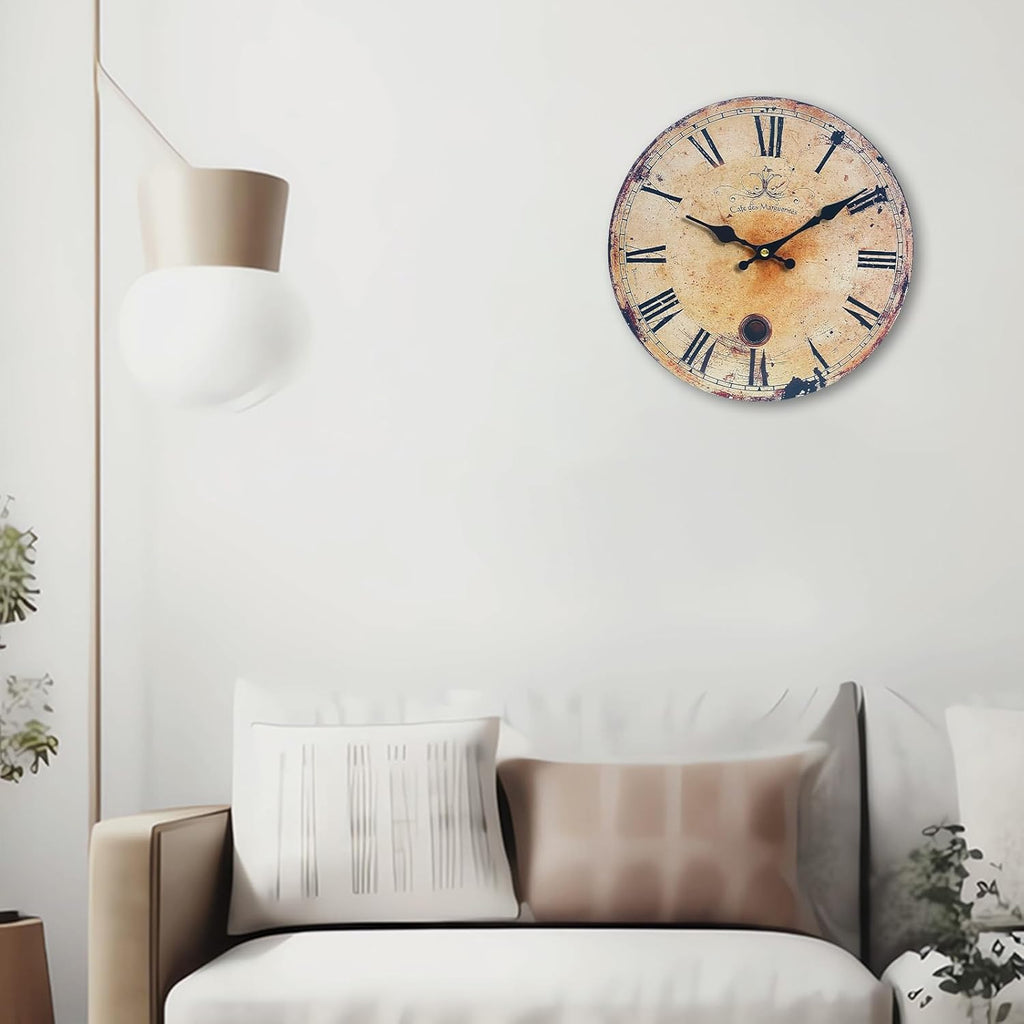 Rustic Large Wall Clock Silent Battery Operated for Farmhouse Livingroom,24 Inch Vintage Wall Clock Non-Ticking for Kitchen Bedroom Home School