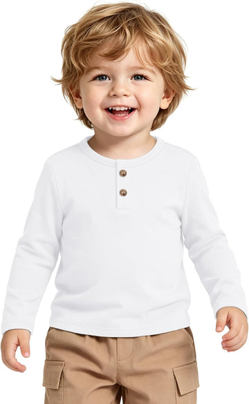 Toddler Boys Henley Long Sleeve Shirts Basic Cotton Top Size 18M