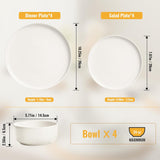 Plates and Bowls Sets, 12 Pieces Ceramic Dinnerware Set for 4, Stoneware Dishware Dishes Set