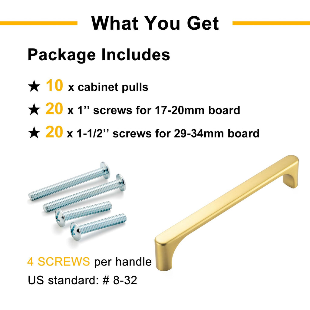 5 Inch Brushed Gold Cabinet Pulls Kitchen Handles 10 Pack 3126