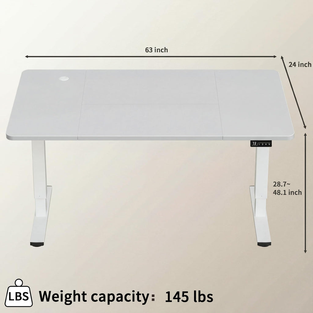 63 Inches Electric Height Adjustable Standing Desk Home Office Desk