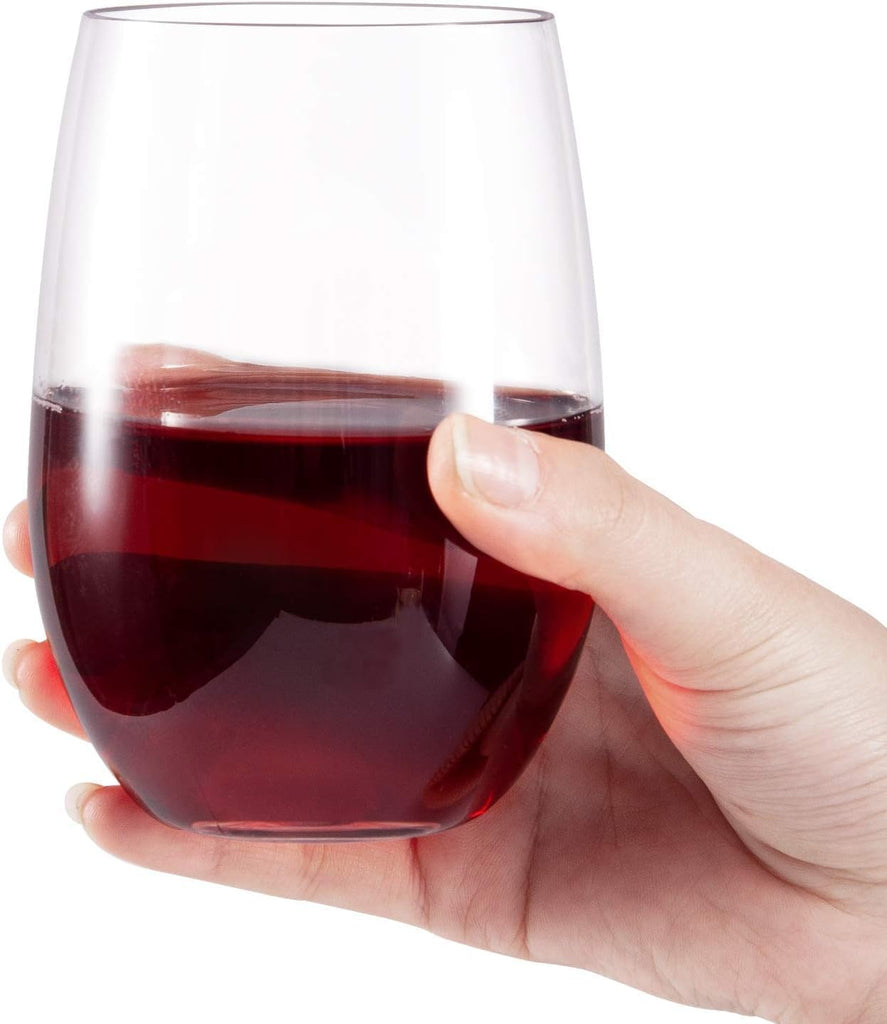 Wine Glasses glasses drinking set 16 OZ Tritan, Stemless Wine Glasses Set of 4, plastic wine glass Outdoor