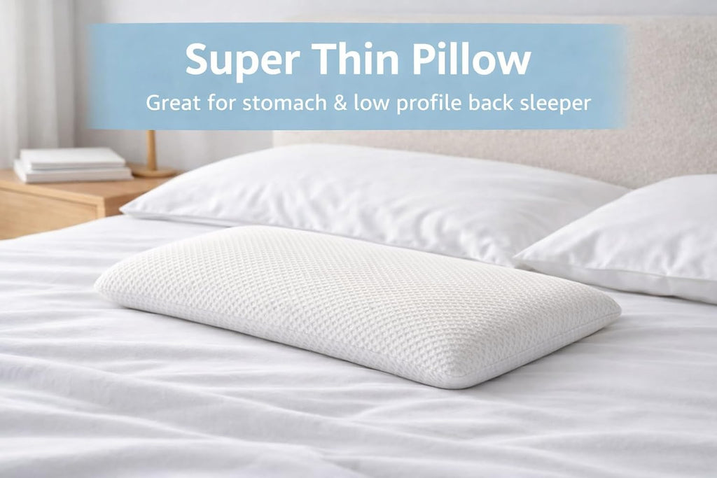 BD Slim 2.7" Stomach Sleeping Memory Foam Pillow-Thin, Flat, Soft Yet Supportative for Belly, Back& Stomach Sleepers
