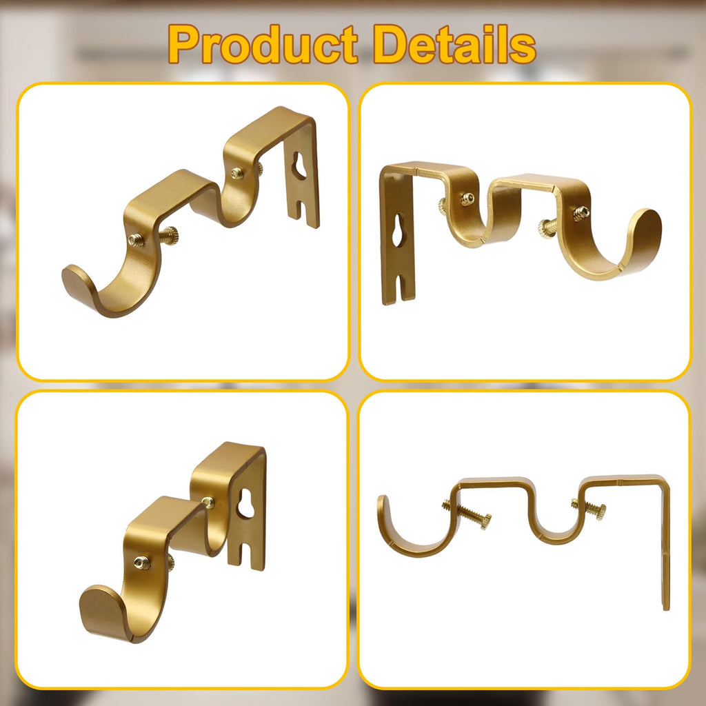 Double Curtain Rod Bracket 6 Pack Metal Curtain Rod Holders for Wall Sturdy Curtain Bracket for 1 Inch Curtain Rod