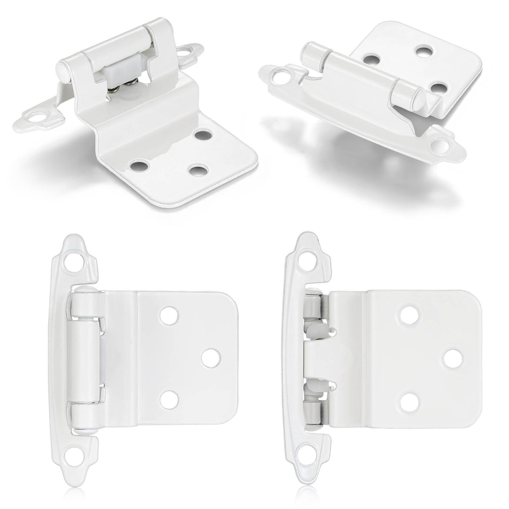 White Cabinet Hinges, 3/8" Inset, 4 Pack