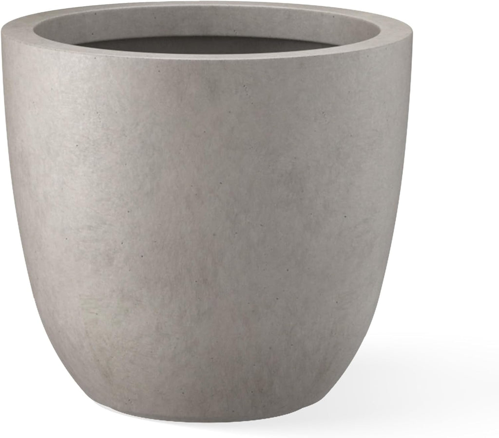 Weathered Concrete Planter 18" Dia All-Weather Round Large Pot | Handcrafted Cement Bowl, Anti-Frost & UV Outdoors