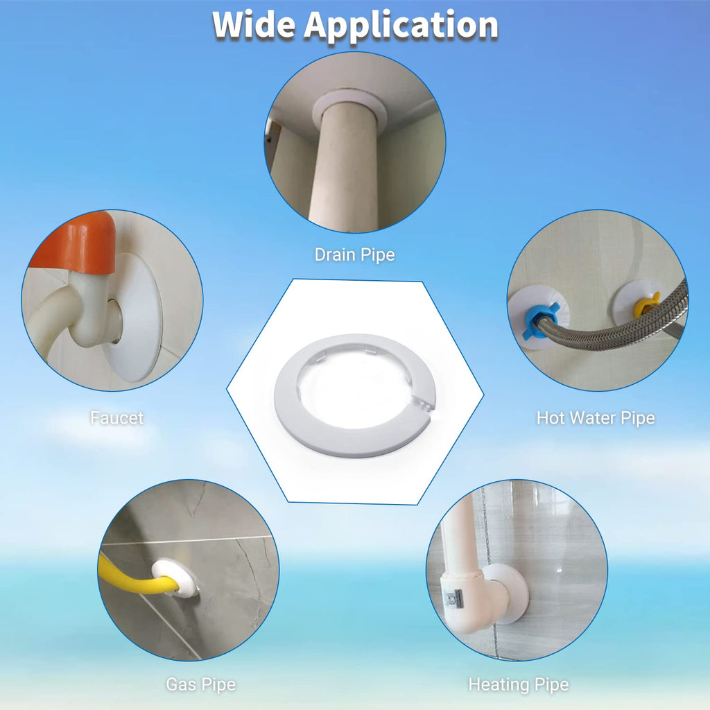 White Plastic Escutcheon Plate for 3.5 Inch Water Pipe Decoration
