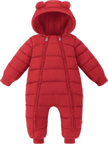 Baby Snowsuit Toddler Girl Clothes Cute Hooded Double Zipper Boys Winter Coat Unisex Romper for Infant