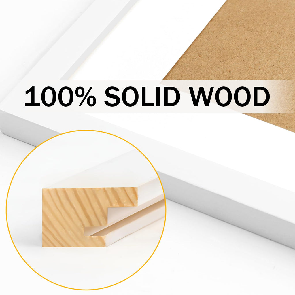 8x8 Picture Frames Solid Wood 4x4 Square Frame with Mat White 6 Pack