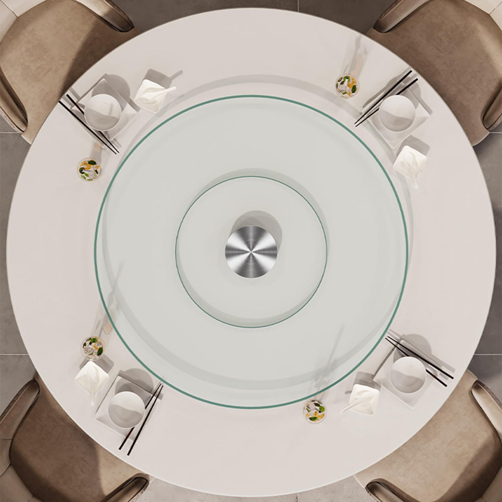 Lazy Susan 30.7 inch Glass Turntable Dining Table Large Round Serving Plate Tabletop Rotating Tray with Swivel Assist