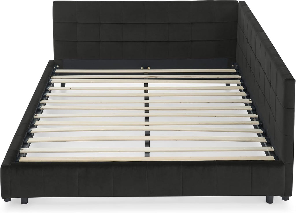 Queen daybed, Queen Corner Bed, Upholstered Sofa Bed Frame with Comfortable Backrest and Armrests for Kids,Adults