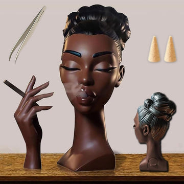 Elegant Head Incense Black Woman Burner - Stylish Incense Holder Black Women for Modern Home Decor - Unique Gifts