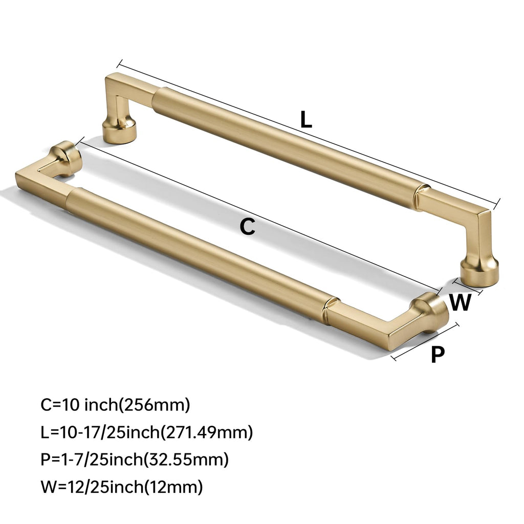 10 Pack 10 Inch Hole Center Champagne Bronze Cabinet Pulls-Heavy Duty Solid Cabinet Handles for cabinets Dressers