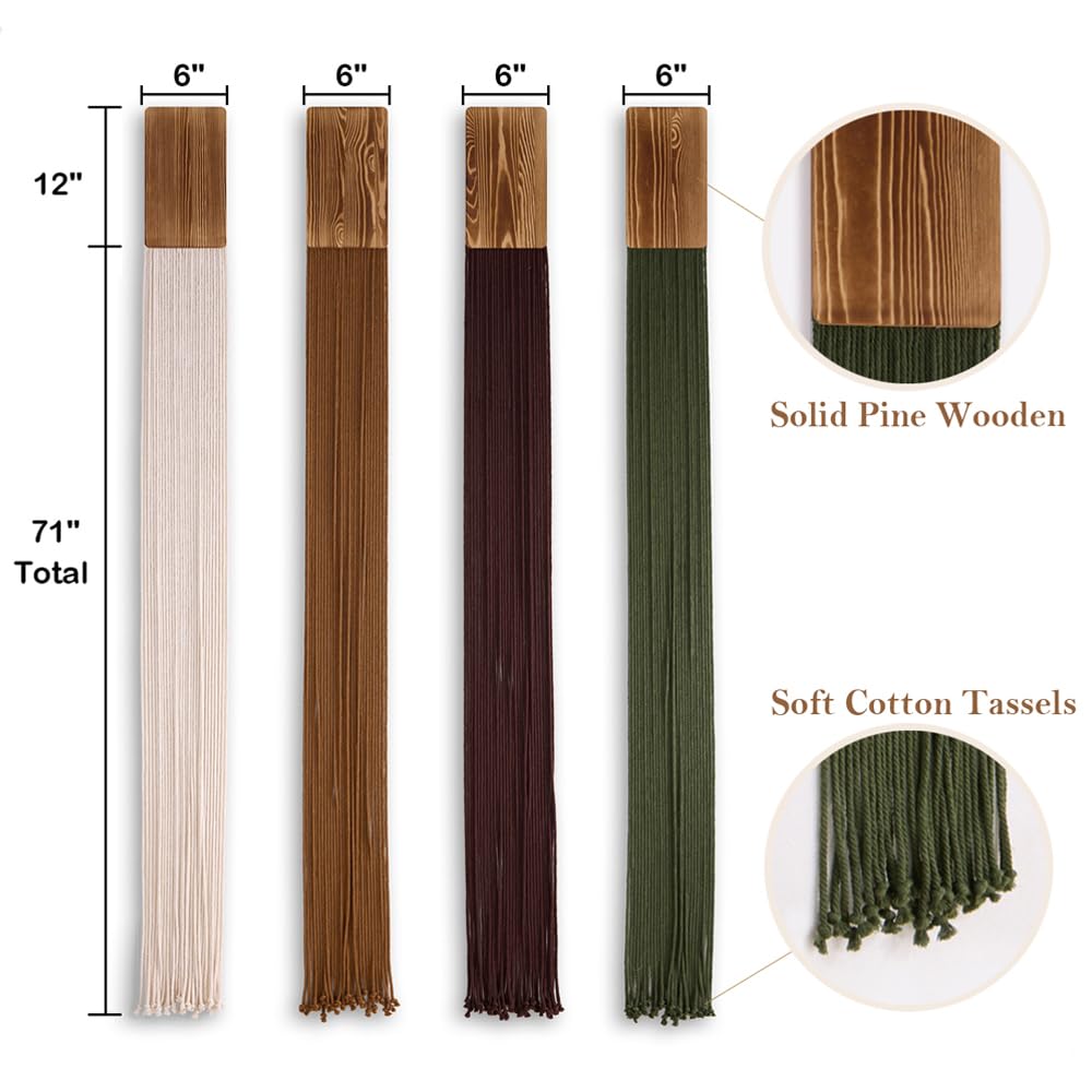 Boho Macrame Wall Hanging Decor Bedroom, 71", 4 Pack