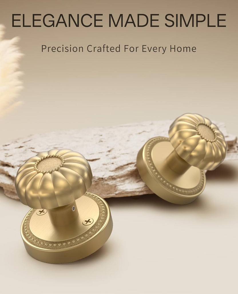4 Pack Champagne Bronze Passage Door Knobs with Lock, Door Handles with Champagne Bronze Door Knobs Interior , Heavy