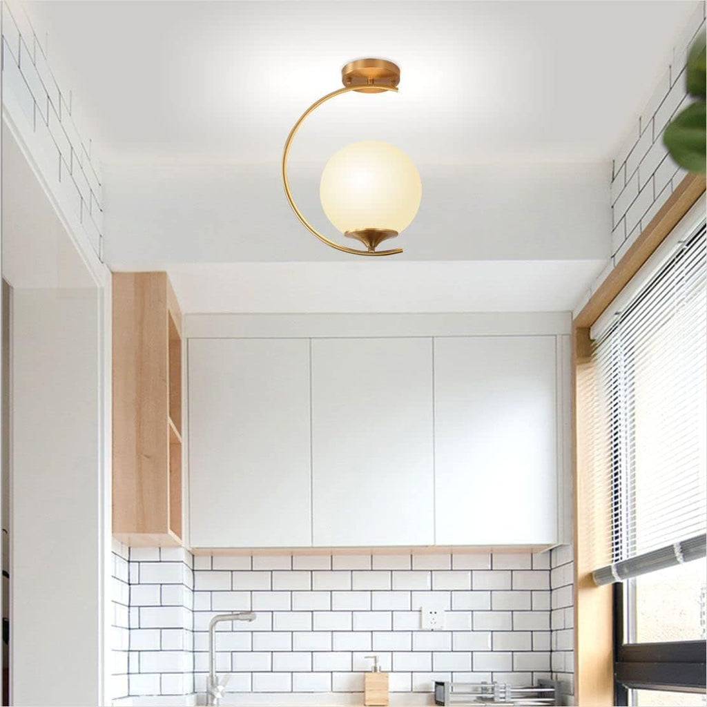 Modern Flush Mount Ceiling Light Mid Century Industrial Chandeliers Antique Brass Ceiling Pendant Light Glass Globe