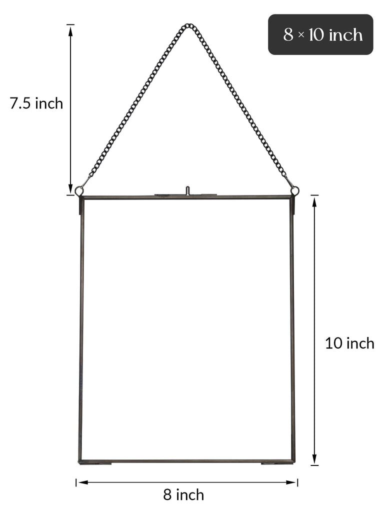 Hanging Pressed Flower Frames, Double Glass, Black, 8x10 Inches