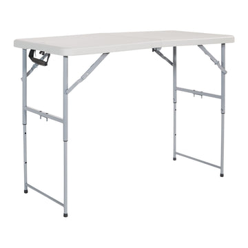 Star Resin Multipurpose Rectangle Table, 4-Feet Long, Height Adjustable, Center Folding Table, Light Gray