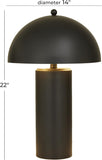 Deco 79 Metal Room Accent Lamp Table Lamp with Dome Shade, Lamp 14" x 14" x 22", Black
