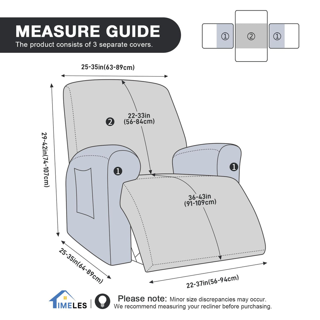 Recliner Covers Washable, Stretch Chair Slipcovers, Dark Gray