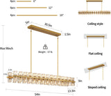 Crystal Gold Rectangular Chandelier for Dining Room,Modern Dining Room Chandeliers, 54in Chandelier Kitchen Island Chandeliers,Includes 60XG4 Bulbs A117-B0DWK3PCCM