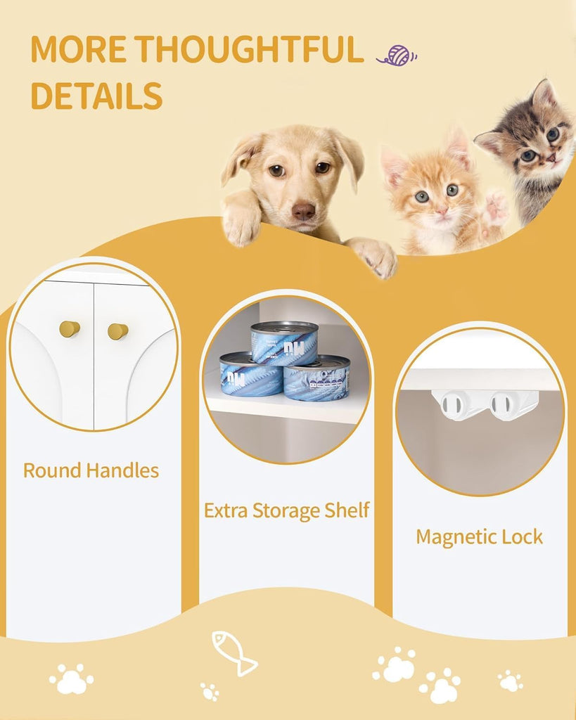 Cat Litter Box Enclosure, Hidden Litter Box Furniture with Storage