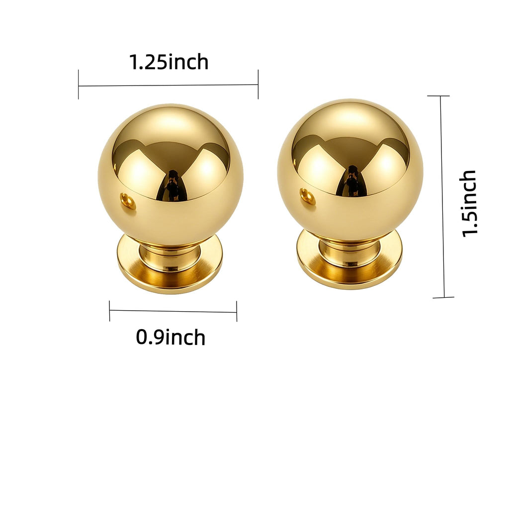 5 Pack 1-1/4 inch Unlacquered Brass Large Cabinet knobs, 100%-Solid-Brass knobs, Round Cabinet Pulls. Suitable