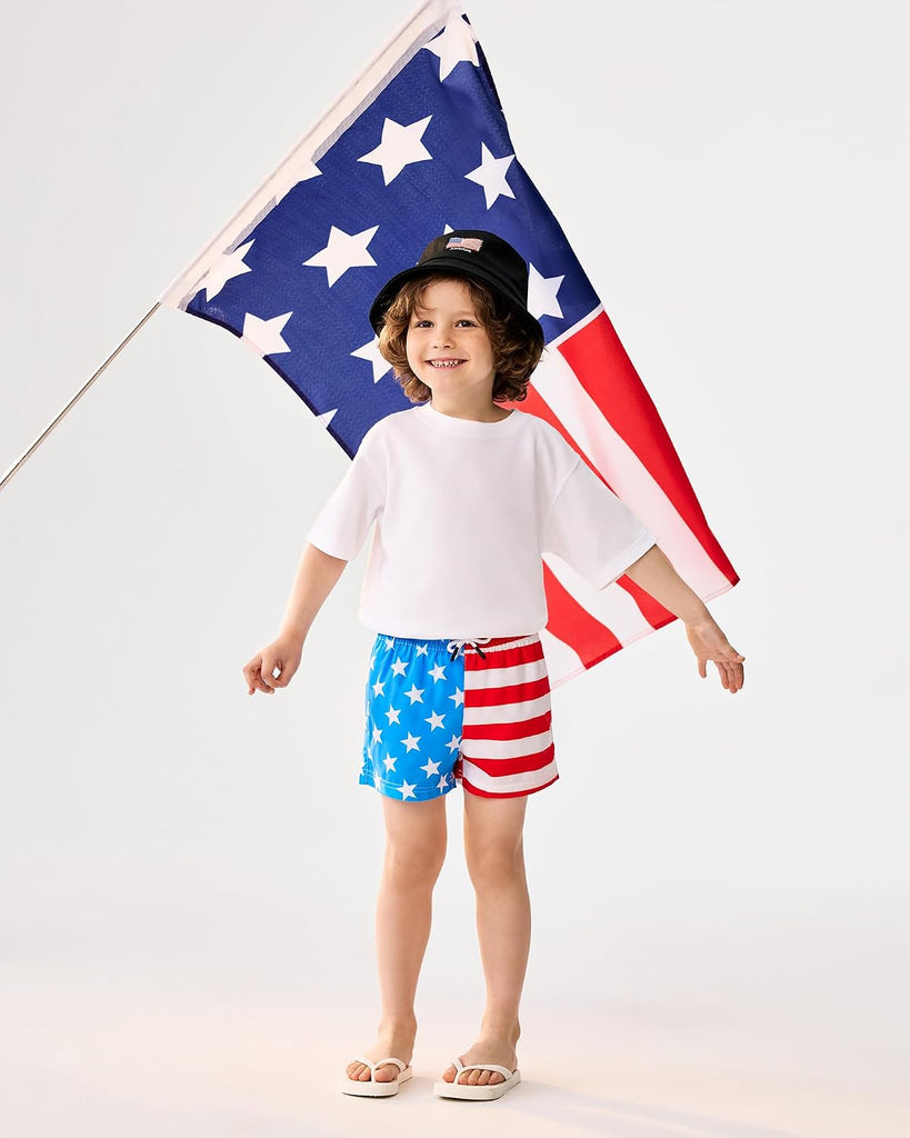 Boys Swim Trunks with Compression Liner Toddler Stretch Swim Shorts