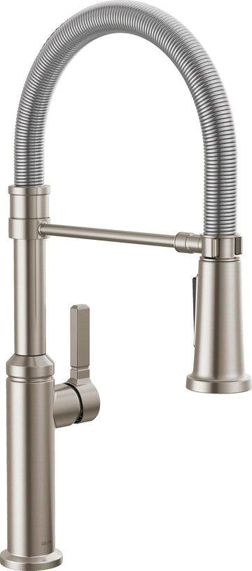 Rhett Pro Style Commercial Kitchen Faucet with Pull Down Sprayer, Brushed Nickel Single Hole Kitchen Sink Faucet