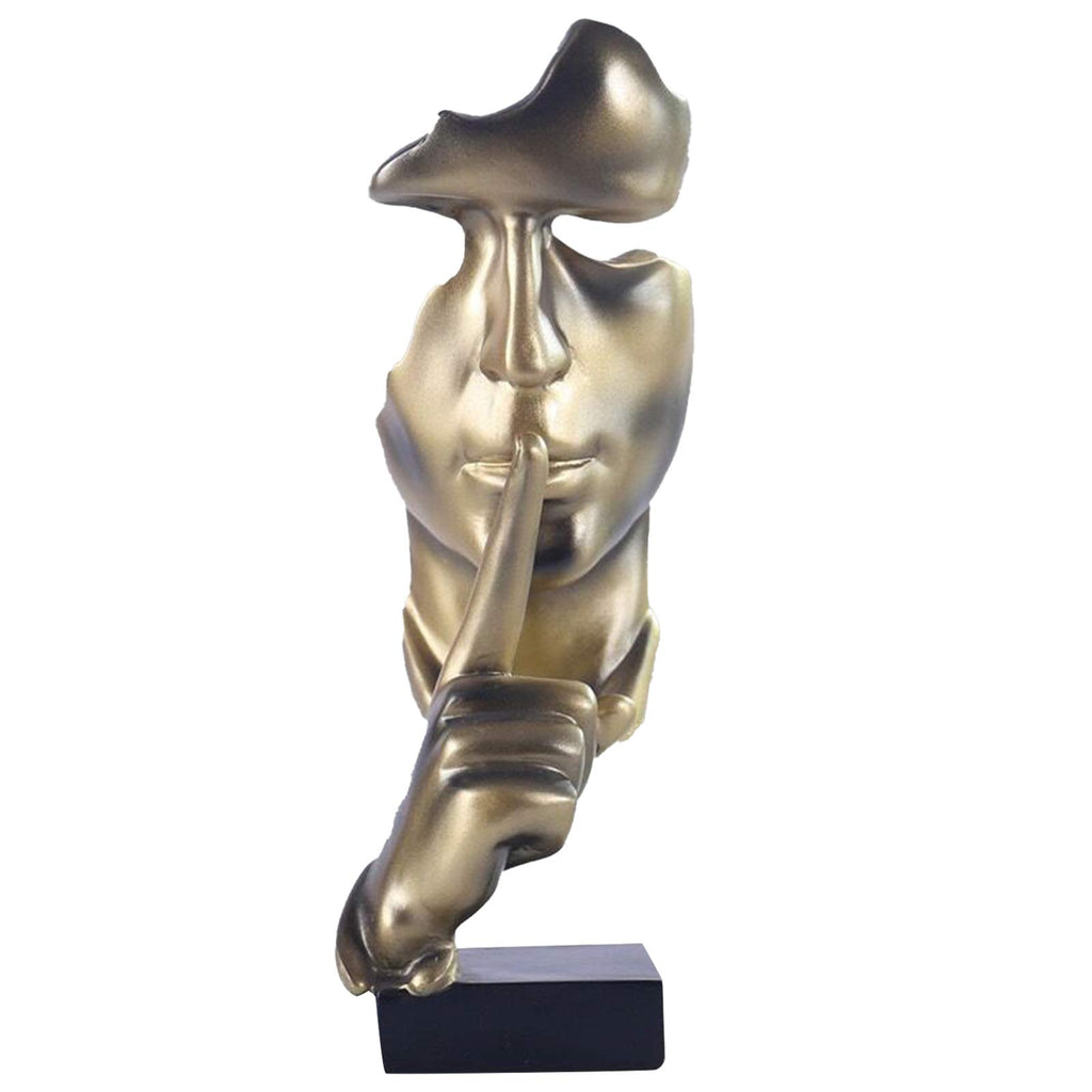 Thinker Statue, Silence is Gold Abstract Art Figurine(Gold)