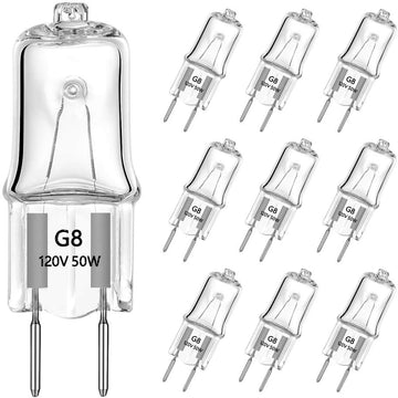 G8 Light Bulbs 50W 120V Halogen Light Bulb G8 Base Bi-Pin 50W T4 JCD Warm White, Microwave Oven Replacements, Candle