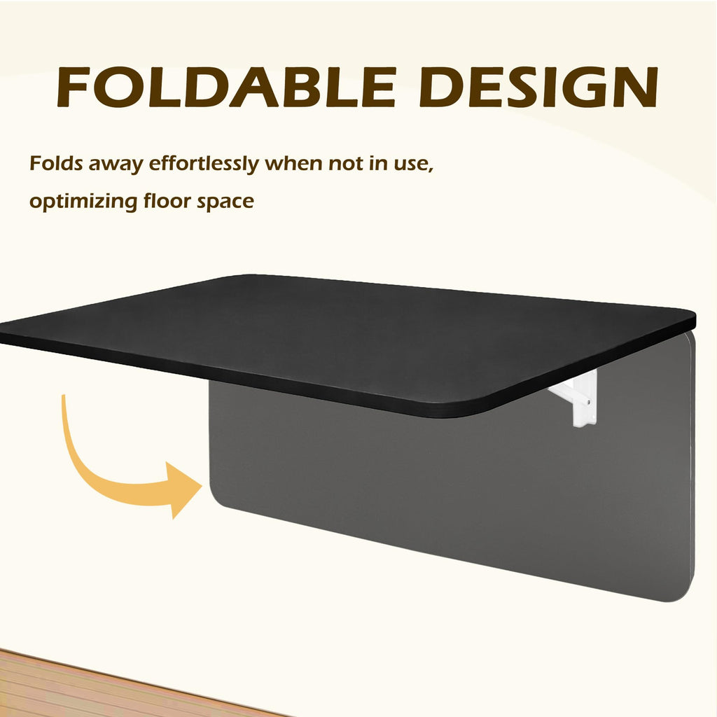Laundry Folding Table, 40'' x 20'' Wooden Wall Mount Desk, Laundry Table for Folding Clothes, 40'' Length (Black