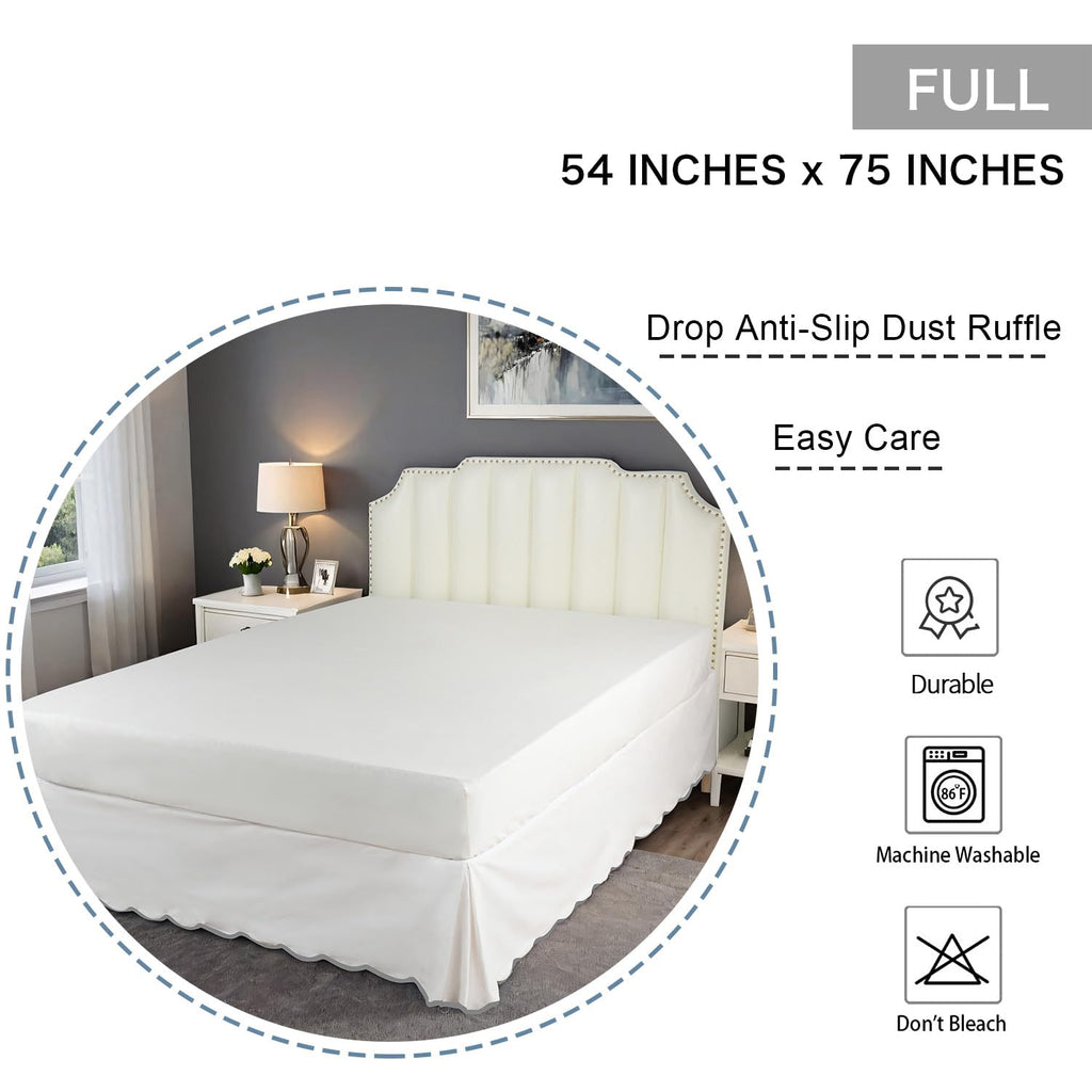Chic 14'' Full BedSkirts Scallop Edge Pleated Dust Ruffle