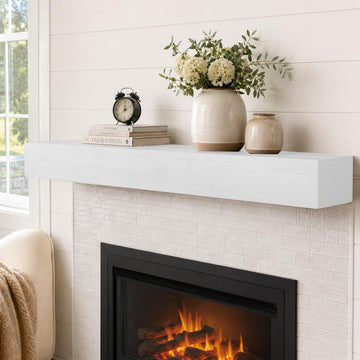Fireplace Mantel, 54 inch Rustic Wood Floating Mantel Shelves for Electric Fireplaces, Solid Wood Farmhouse Mantle for