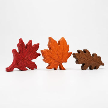Autumn Decor, Wooden Leaves, Vintage Fall Decor for Tabletop - Set of 3