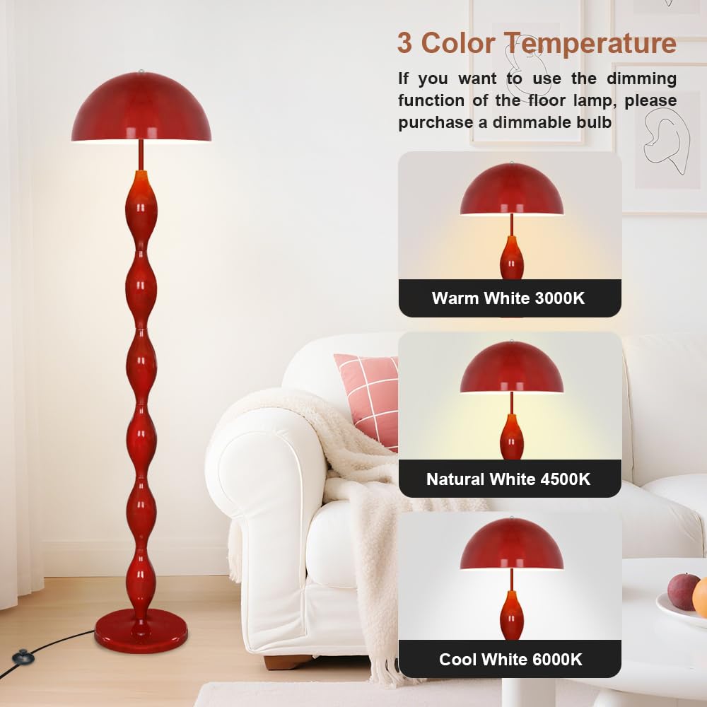 Red Mushroom Floor Lamps, Unique Standing Light